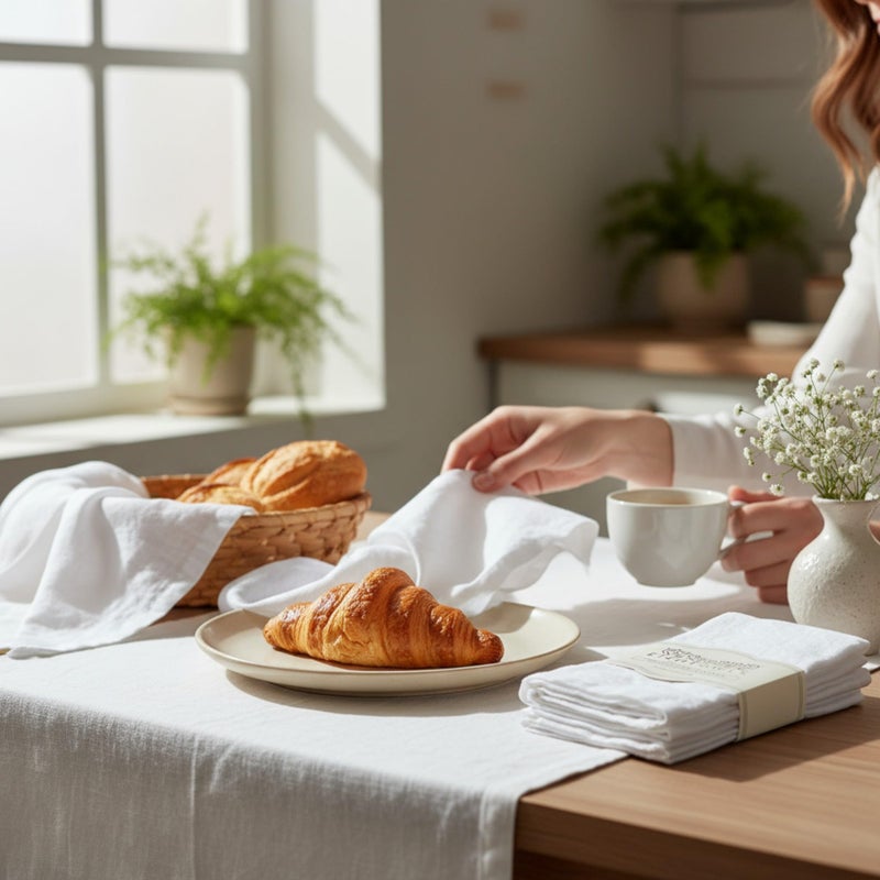 Eight Owls Linen Napkins â€“100% French Flax â€“ Stonewashed Pure Linen Cloth Napkins - Size 18 Inch x 18 Inch â€“ Set of 4 (Pure White) - Image 4